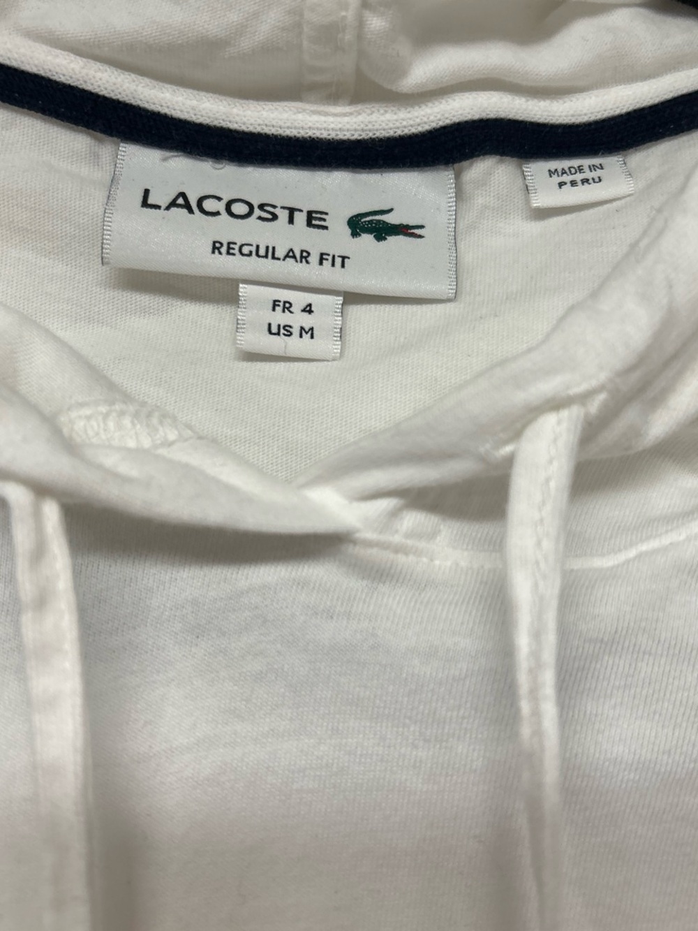 Lacoste White Men's Hoodie with Green Crocodile Logo - Picture 2 of 3